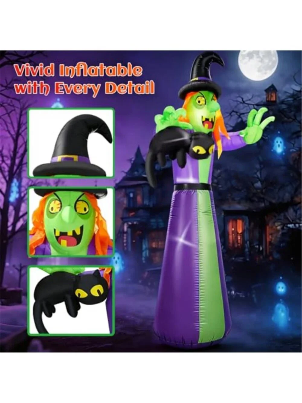 12 FT Giant Halloween Inflatables Witch Outdoor Decoration-Huge Blow Up Spooky